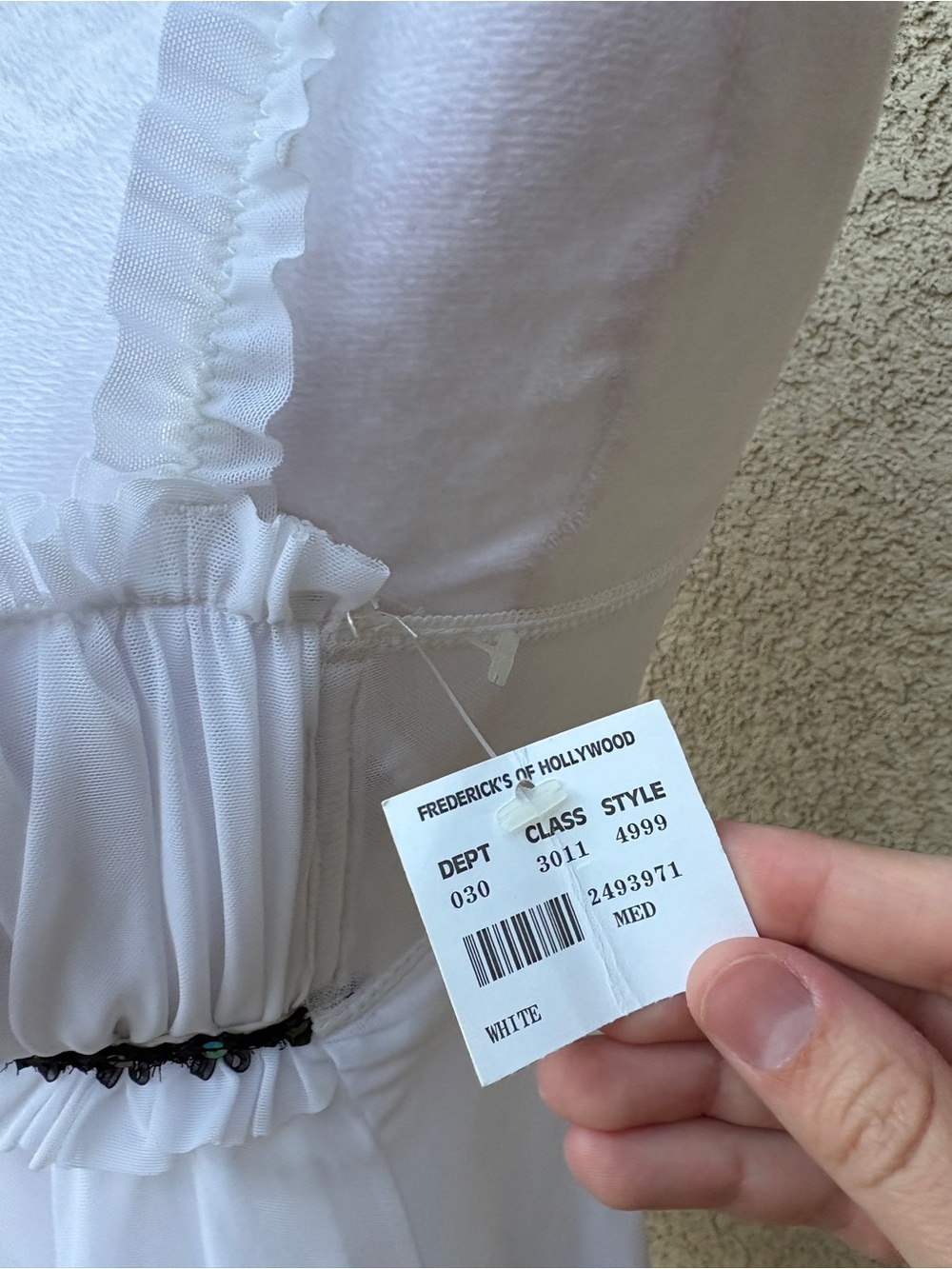 Frederick's of Hollywood Y2K White Babydoll Top Thong Set Deadstock NWT Coquette - Picture 4 of 9